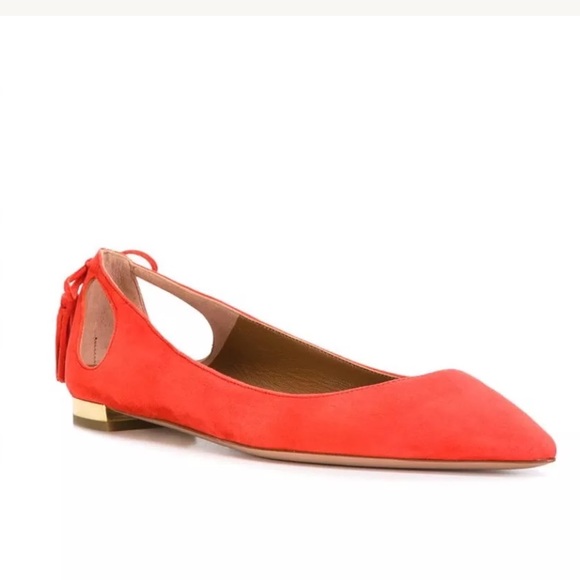Aquazzura Shoes - Aquazzura Forever Marilyn Tassel Bow Suede Flats